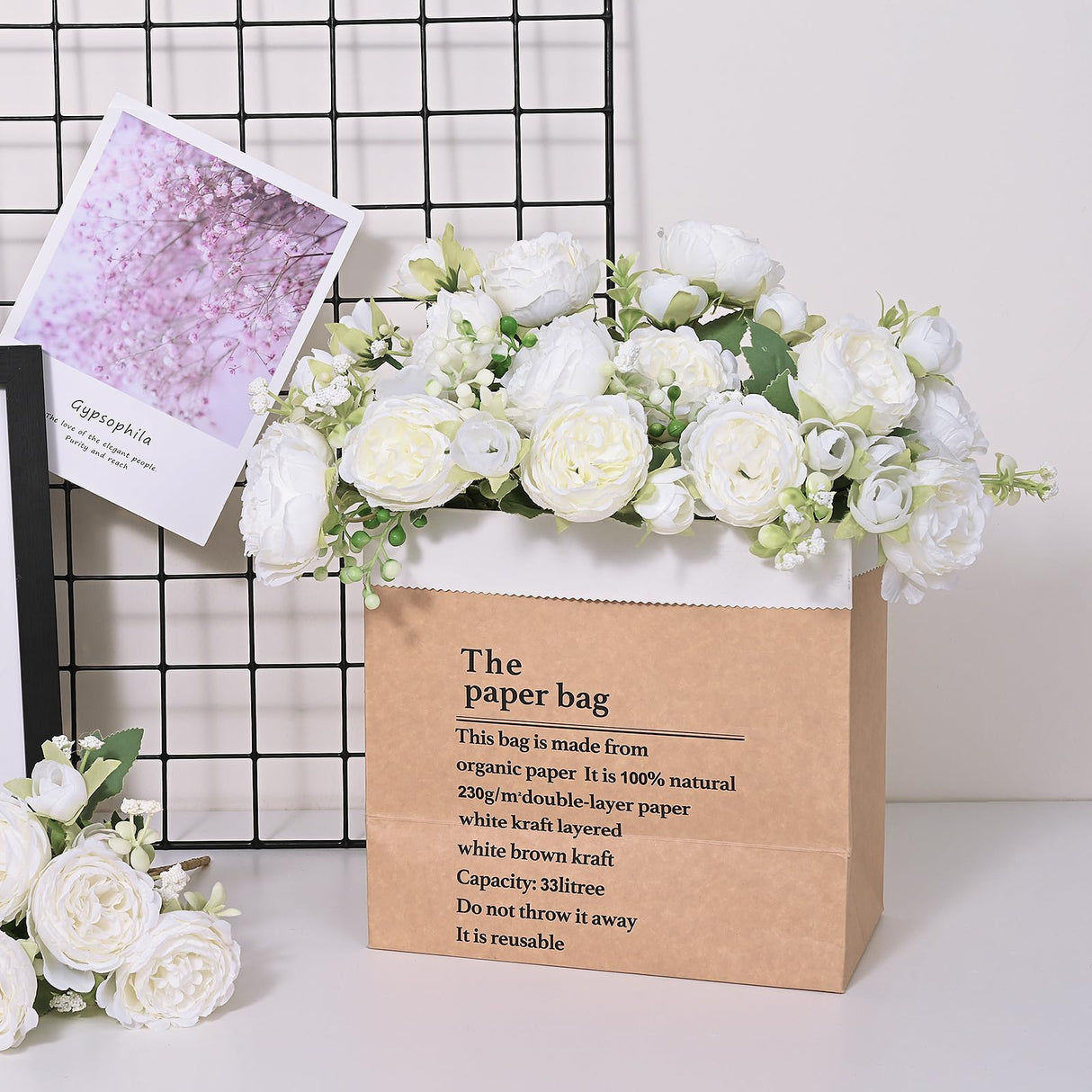 MARTINE MALL 2 Packs Peonies Artificial Flowers, White Artificial Peonies, Silk Peonies Flowers Fake Peonies Artificial Flowers Peonies Bouquet for Centerpiece Table Wedding Party Home Decor MARTINE MALL