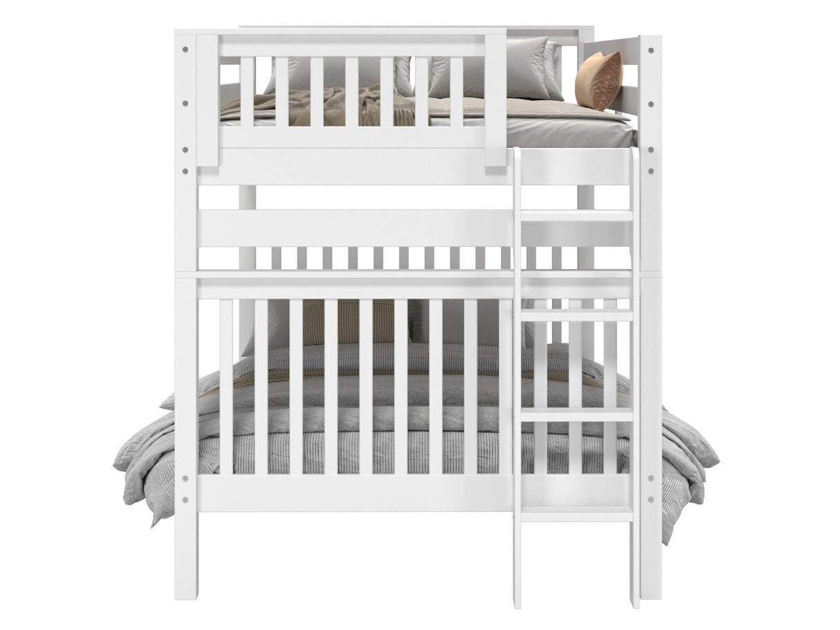 Bedz King Bunk Beds Full over Full Mission Style with End Ladder, White Bedz King