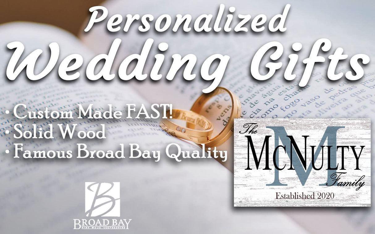 Family Name Sign PERSONALIZED Wedding Gift For Couple Established Monogram Custom Wall Decor EST. Date 16.5" X10.5" (Monogram With Established Date) Broad Bay