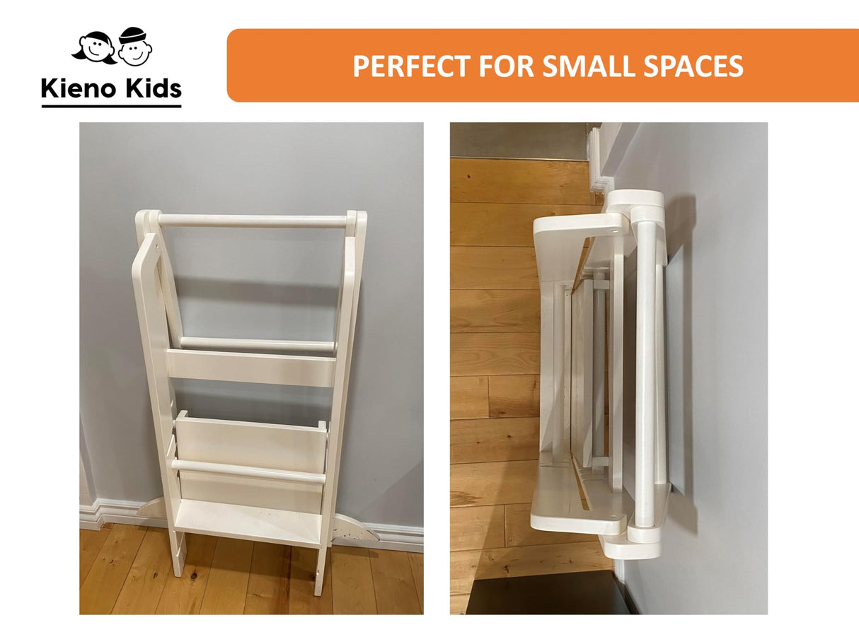 Foldable Kitchen Stool for Kids - Foldable Toddler Tower, Kitchen Stool for Toddlers, Toddler Standing Tower, Toddler Tower, Kids Stool (Wood Color) Kieno Kids