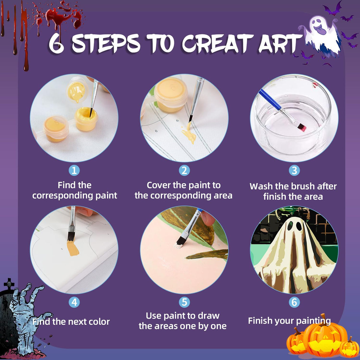 Aestalrcus Halloween Paint by Numbers Kit for Adults, Ghost Paint by Numbers for Adults Beginner, Painting by Numbers Kits for Relaxation Home Wall Decoration and Gifts 16x20inch Aestalrcus