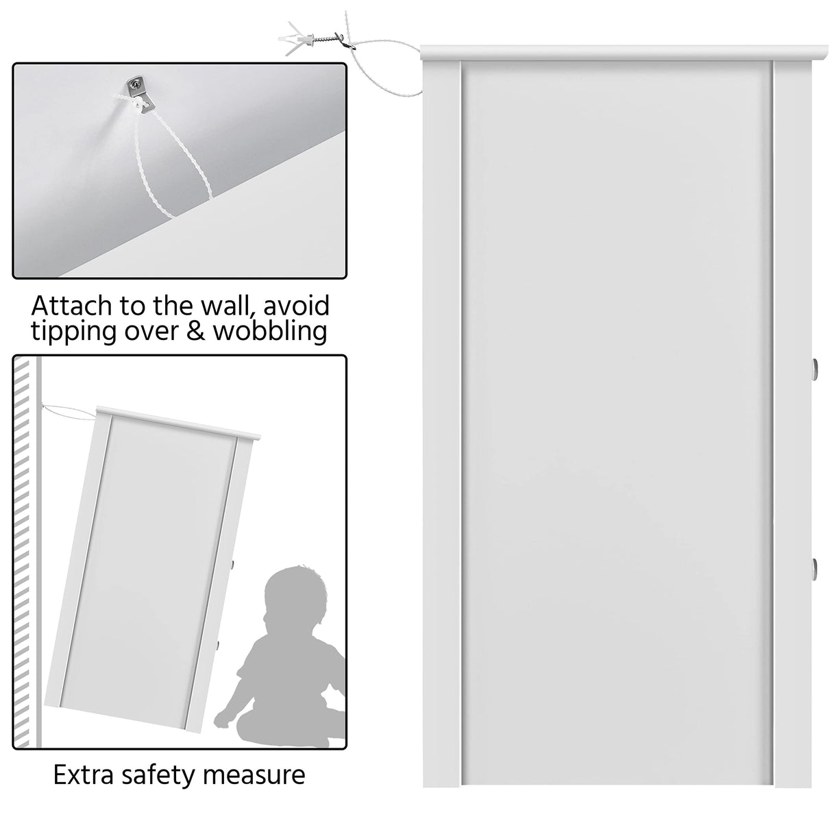 Yaheetech Bedside Table Set of 2, Tall Nightstand with 2 Drawer and Cubby, Wooden Bedside Table for Bedroom Small Space, Tall Bedside Cabinet Telephone Table, 16″ D × 19″ W × 29″ H, White Yaheetech