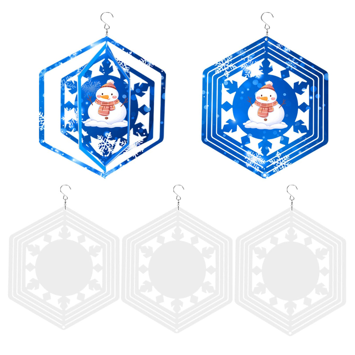 Sublimation Wind Spinner Blank 10 Inch 5 Pack Aluminum Wind Sculpture Double Sided Heat Transfer Printing (Hexagon Shape) WANZELONYO