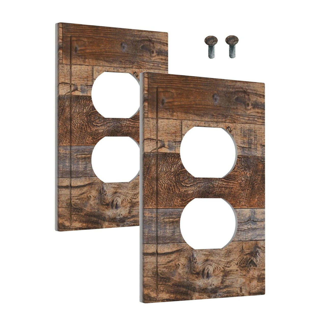 Brown Wood Outlet Cover 1 Gang Rustic Farmhouse Light Switch Cover Single Duplex Wall Plate Covers Switchplate Covers Electrical Faceplate For Country Bedroom Decor(2 PACK) Muzumu