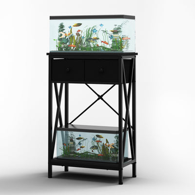 FILKO Fish Tank Stand 10 Gallon: Sturdy Aquarium Stand with Accessories Storage - Metal Fish Tank Table for 5-10 Gallon Reptile Breeder Turtle Terrarium - 19.4"X16.5" Weight Capacity 220 lbs