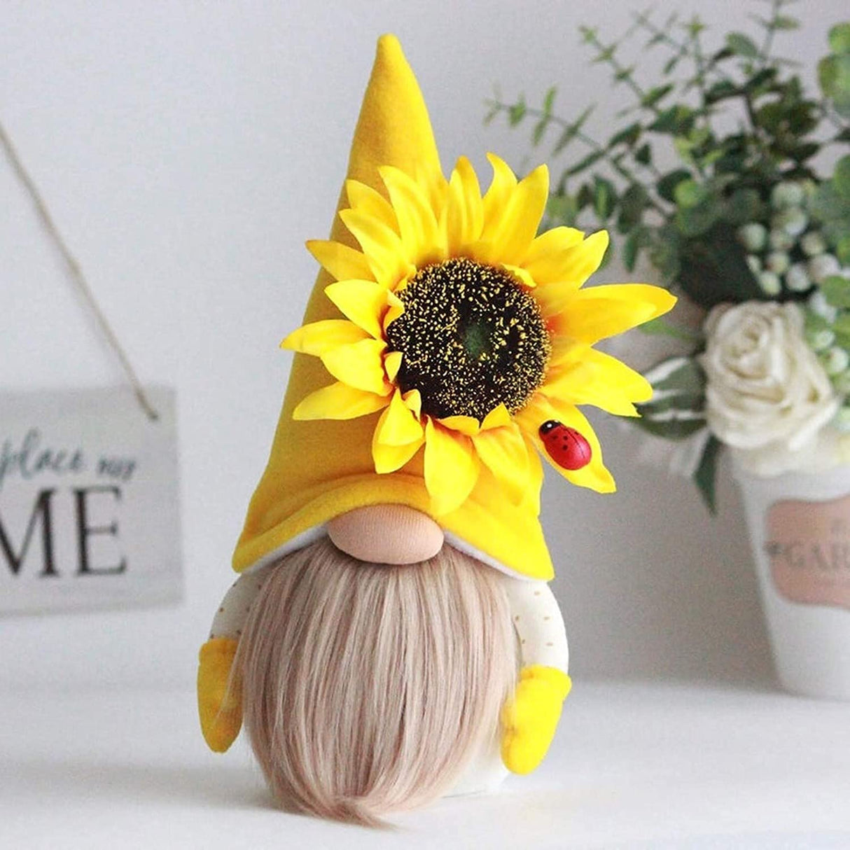 GDYYEZI Sunflower Garden Gnome, Sunflower Spring Gnome Mantel Display,Handmade Gnome Faceless Plush Doll, Farmhouse Tiered Tray Rustic Sca GDYYEZI