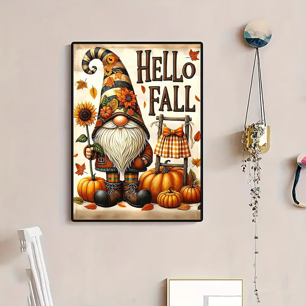 Fall Gnome Pumpkin Sunflower Diamond Art Kits for Adults, 5D Diamond Painting Kits for Adults Beginners, DIY Full Round Drill Diamond Dot Painting Gem Art Kits for Adult,Home Wall Decor 11.8x15.7 Inch VCLKDIY