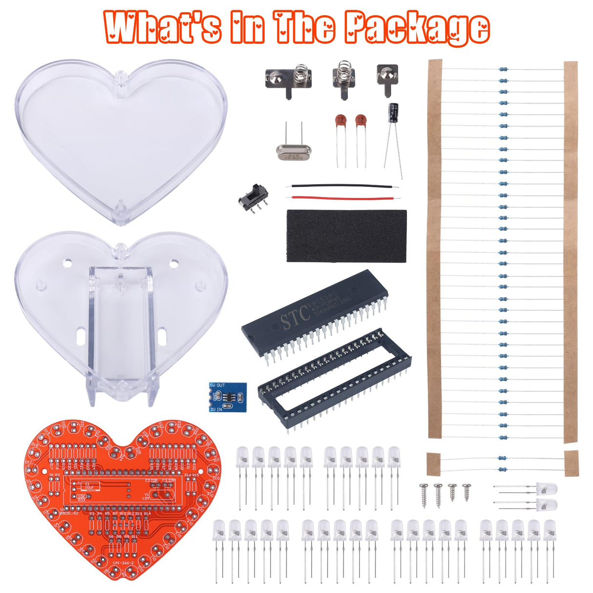 Soldering Practice Kit, ICSTATION Heart Shaped LED Light Soldering Project RGB LED DIY Electronic Kit for Beginners Diyers Student STEM Education and Valentine's Day Present for Your Lover IS