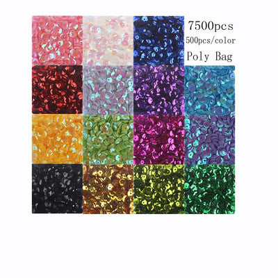 CCINEE Cup Sequins for Craft, Bagged Iridescent Spangles 6mm Round Rainbow Sequin Bulk Assorted Loose Sequin for Embroidery DIY Arts Crafts Making 7500Pcs