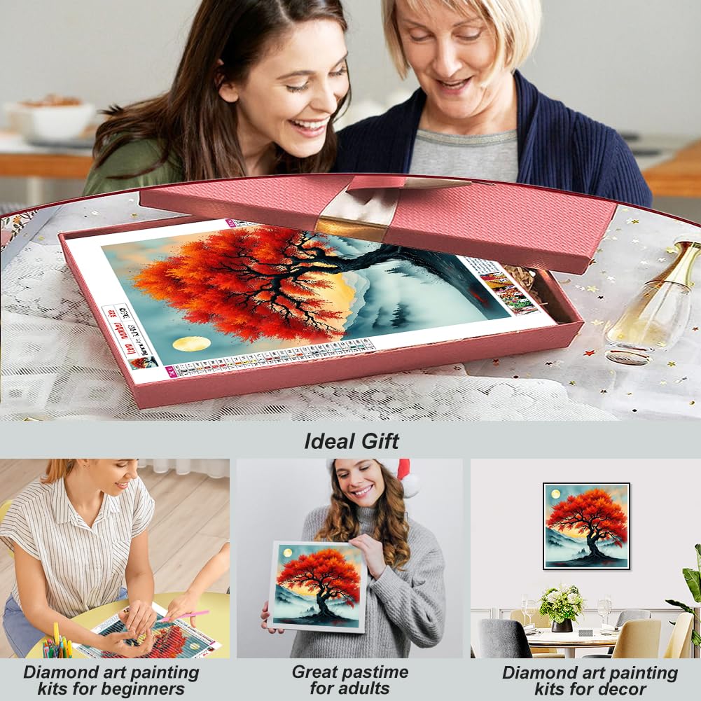 SJUTOUCI Tree Diamond Painting Kits for Adults, Diamond Art Kits for Beginners, 5D DIY Full Drill Gem Craft Art for Home Decor Gift 12x12 inch, Fall SJUTOUCI