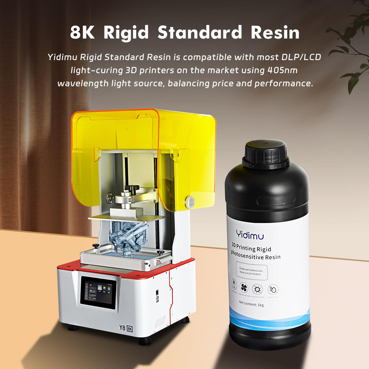 YIDIMU Standard Photopolymer 3D Printer Resin and Rapid 3D Resin for 8K 12K 14K 16K DLP LCD UV-Curing 405nm Resin with High Precision and Quick Curing & Excellent Fluidity (Grey) 1000g Yidimu