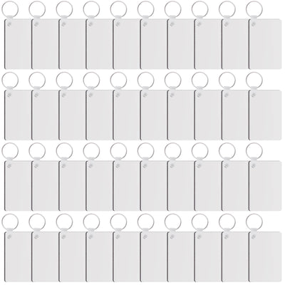 Duufin 120 Pieces Rectangle Sublimation Keychain Blanks Double Side Heat Transfer Blanks MDF Blank Board Key Rings Blanks for Sublimation DIY and Craft