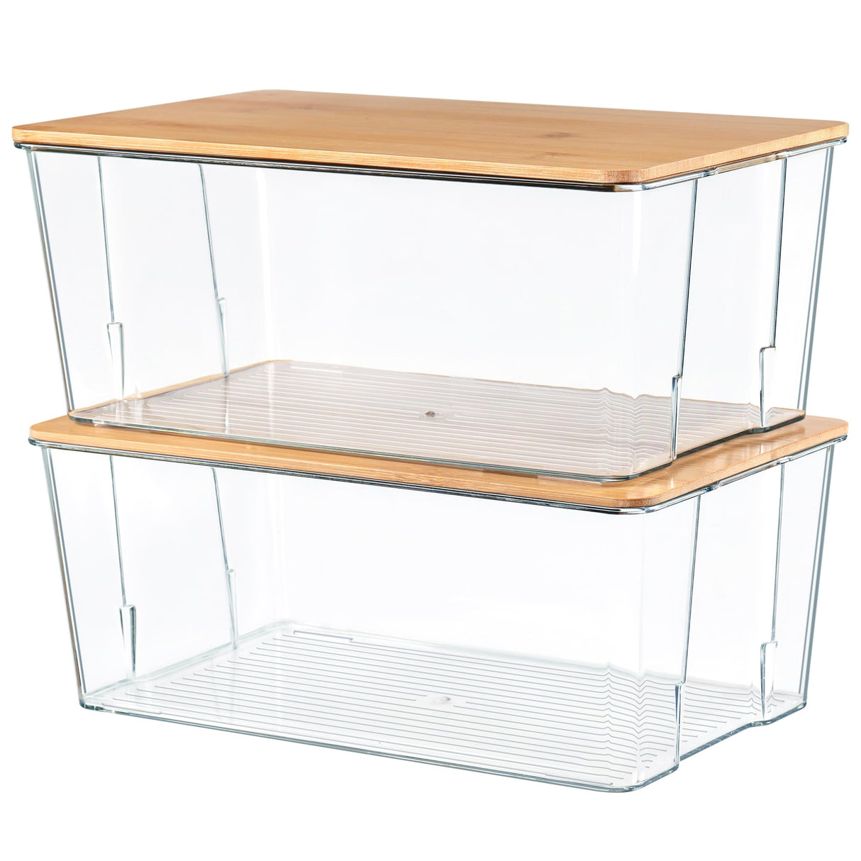 Qilinba 2 Pcs Clear Bread Box with Bamboo Board Lid for Kitchen Countertop, Bread Storage Container for Homemade Bread Qilinba