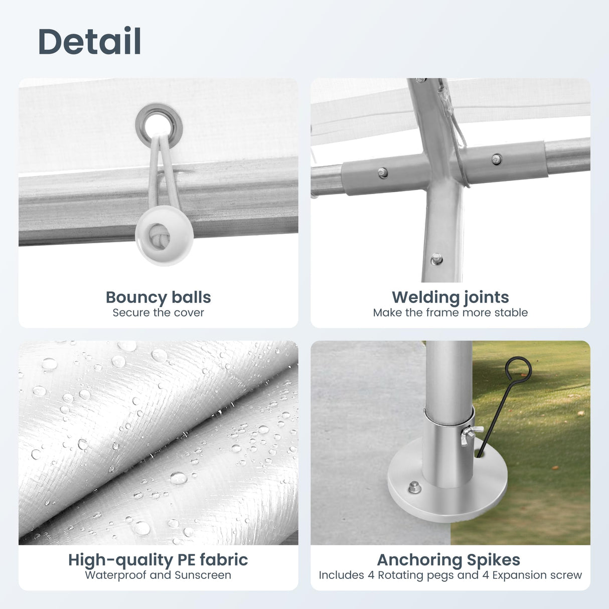 PHI VILLA 12x20 ft Heavy Duty Carport Car Canopy Party Tent Adjustable Peak Height, Garage Storage Boat Shelter with Waterproof & UV Protected Tarp, White PHI VILLA