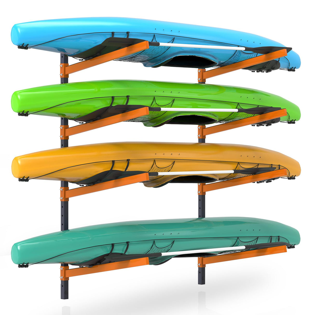 UOKRR Kayak Storage Rack, Wall Mount Kayak Racks for Indoor Outdoor Storage, Heavy Duty Adjustable Kayak Rack for Garage, Spacesaver (4 Kayaks, Wall Mount) UOKRR