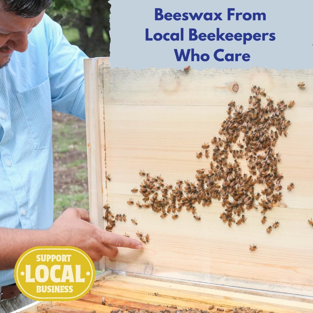The Beeswax Co Pure Texas Beeswax Block - Ultra Clean - Naturally Filtered & Honey Scented - Premium Food Grade Yellow Beeswax For Candles, Butcher Blocks, Etc - Organic Bees Wax Bars - 1lb B