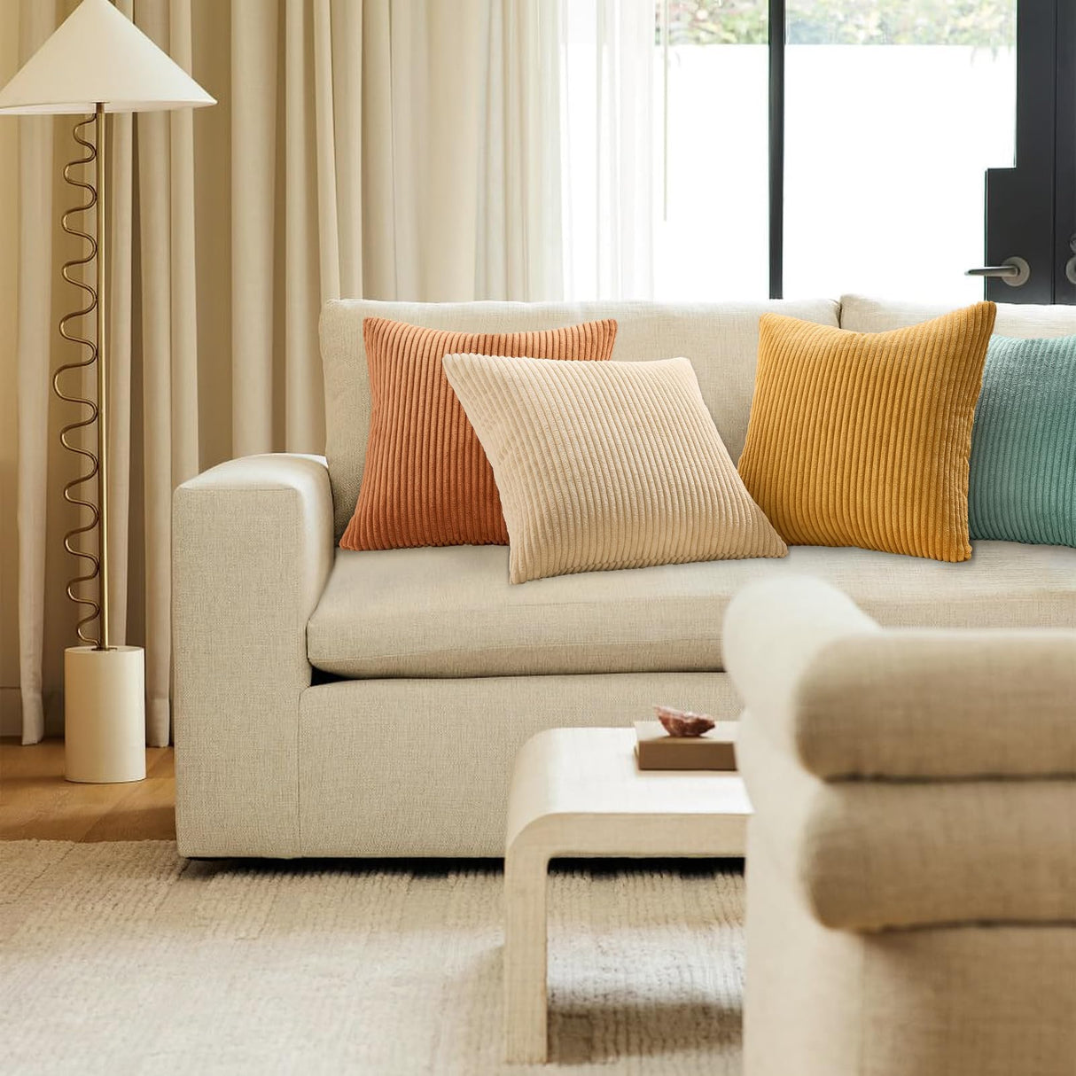 Topfinel Decorative Throw Pillow Covers Cushion Cases, Set of 4 Soft Velvet Modern Double-Sided Designs, Mix and Match for Boho Farmhouse Fall Home Decor (18x18 inch, Orange/Teal) Topfinel