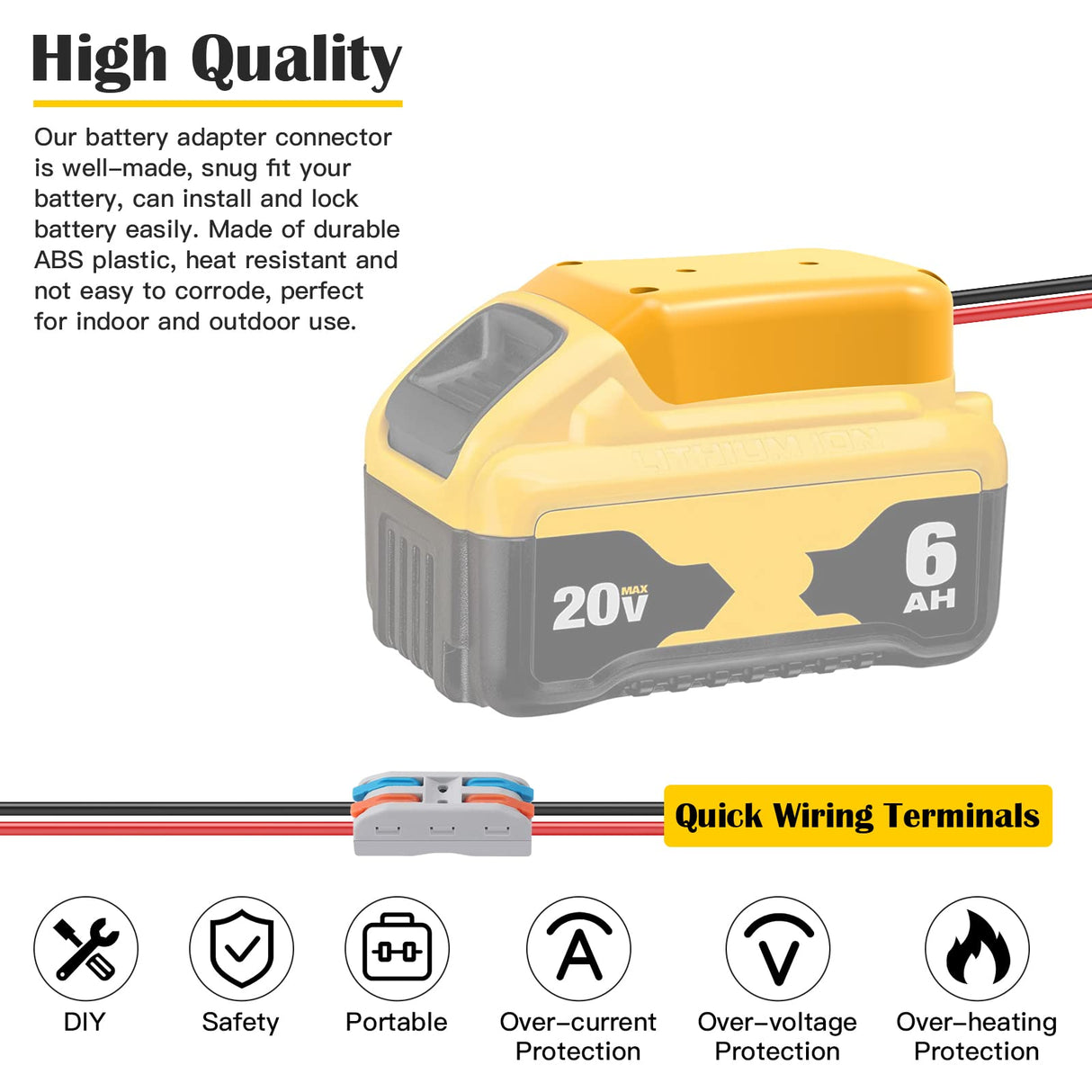 2 Packs Power Wheel Adapter for Dewalt 20V Battery Adapter Power Wheels Battery Converter Kit with Fuses & Wire Terminals, 12AWG Wire, Power Connector for DIY Rc Car Toys, Robotics and Rc Truck CHoiKWong