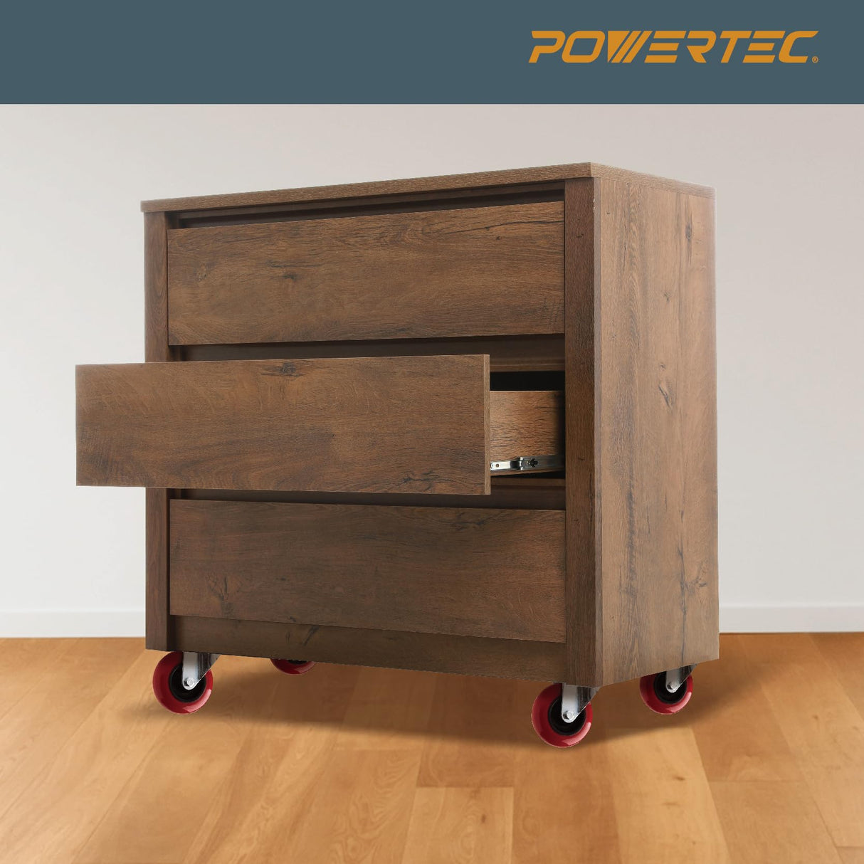 POWERTEC 3 Inch Swivel Caster Wheels Set of 4 with 640 lbs Loads, Heavy Duty Plate Casters, PU Castor Wheels for Furniture, Cart, Dolly and Workbenches (17206) POWERTEC