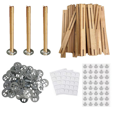 25 Set Wood Candle Wicks Cross Shape 4x0.4inch / 100x10mm, Cross Wooden Wicks w/Iron Stands for Soy Candle Making, Natural Wood Wick Core Handmade Candles