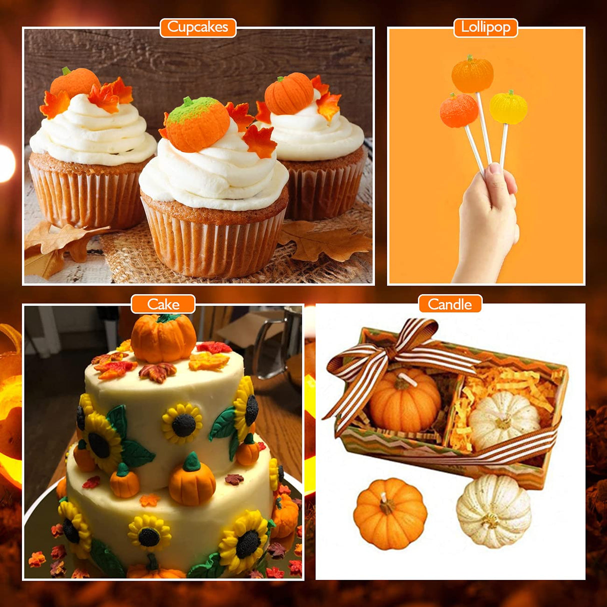 HUAKENER 5 Pack Pumpkin Candle Molds, 3D Pumpkin Silicone Mold for Candle, Epoxy Resin Casting, Halloween Thanksgiving Home Decor HUAKENER