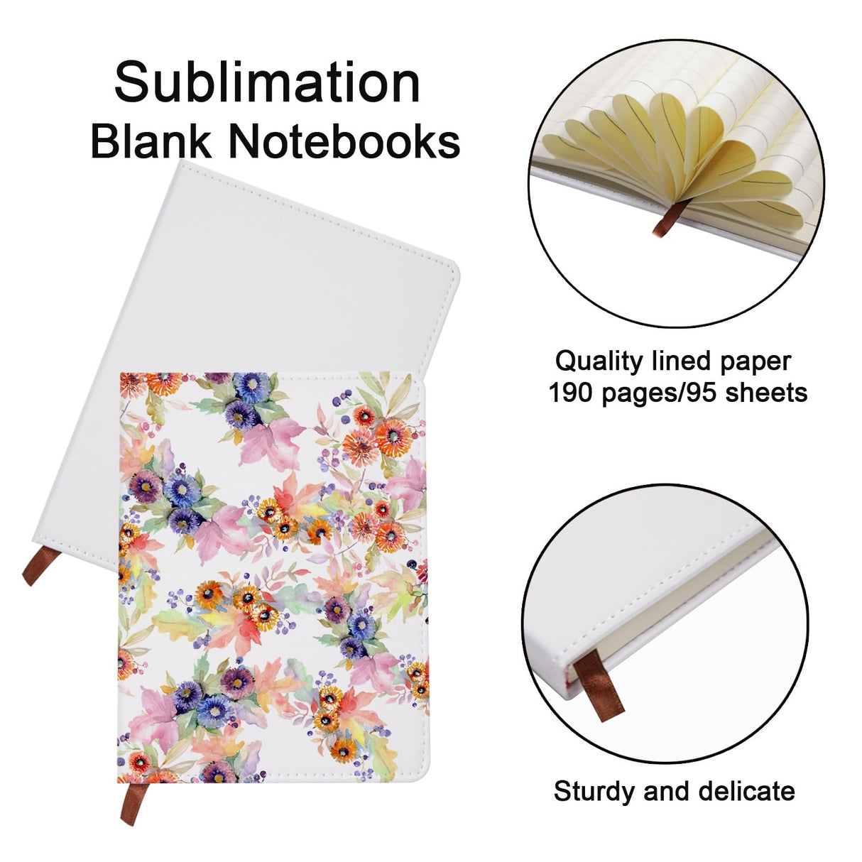 GEKIXUTP 4 Pcs sublimation notebook blank A5 190 Pages sublimation journal blank, Sublimation Journal Notebooks for School Office Supplies imitation Faux Leather sublimation notebooks(8.3 x 5.7 Inch) GEKIXUTP
