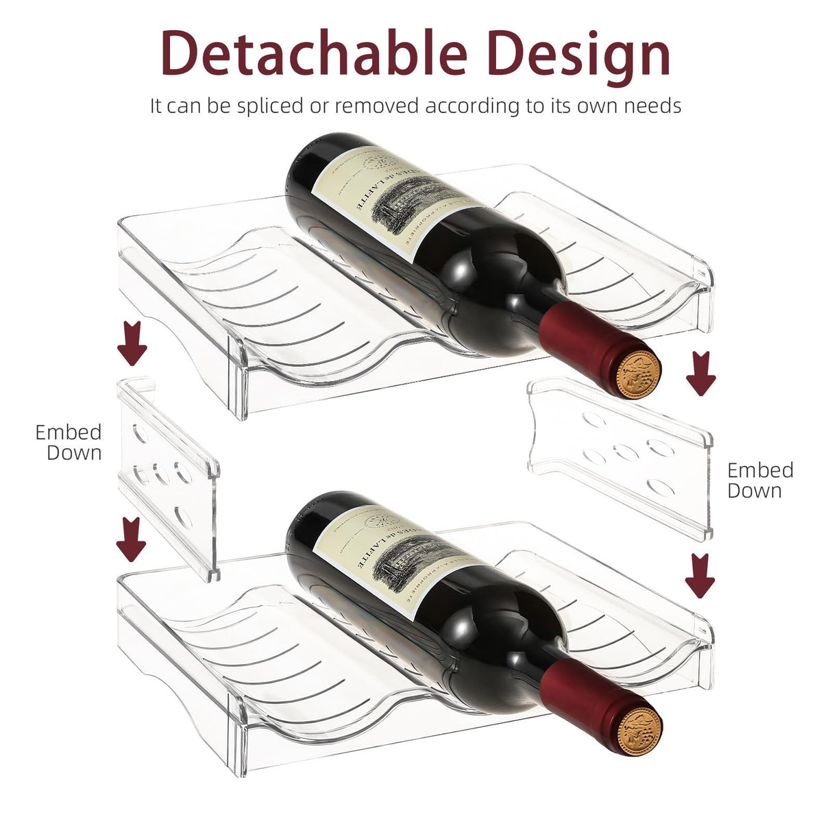 YENXIKU Wine Rack for Countertop, Fridge, Inside Cabinet, 2 Tier Plastic Tabletop Wine Bottle Holder, Water Bottle Organizer for Refrigerator, Pantry, Hold 6 Bottles YENXIKU