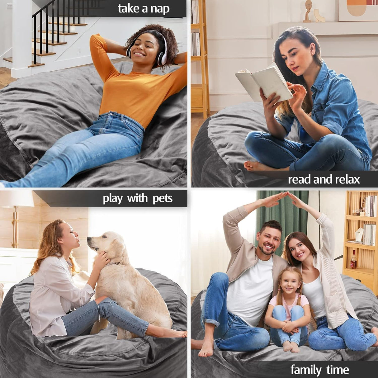 breadsac Bean Bag Chairs, Memory Foam Stuffing Bean Bag Chair for Adults/Teens/Kids, Velvet Lazy Sofa Furniture with Removable High-Rebound Memory Foam for Living Room Bedroom College Dorm breadsac
