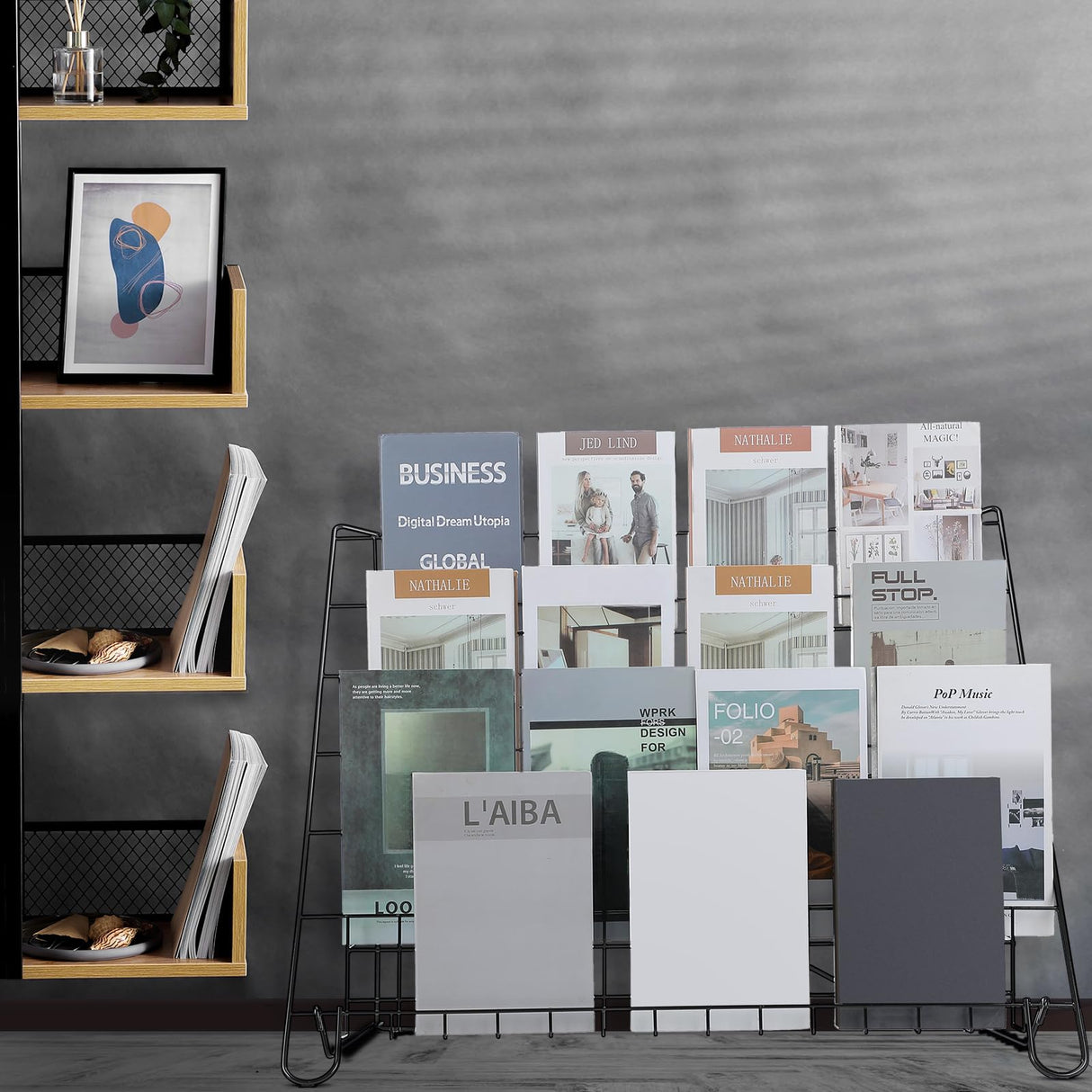 Gejoy 6 Tiered Book Display Rack Wire CD Display Rack Book SigningTabletop Magazine Countertop Holder Retail Literature Brochures Holder(Black) Gejoy