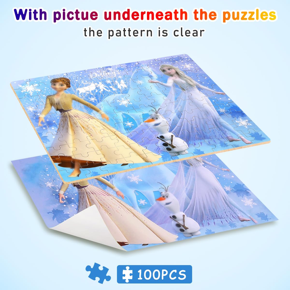 Puzzles for Kids Ages 4-8,Kids Puzzles in a Metal Box,Winter Princess Puzzles,Children Boys Girls Learning Educational Puzzles Packed in Tin Box,100 Pieces wieewg