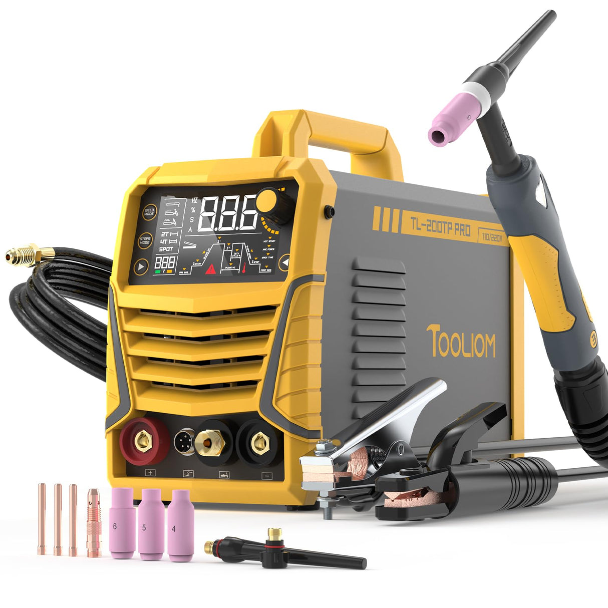 TOOLIOM TIG Welder with Pulse Multifunctional TIG Welding Machine DC TIG/Spot TIG/Pulse TIG/Stick 110&220V Dual Voltage with Large Digital Display TOOLIOM