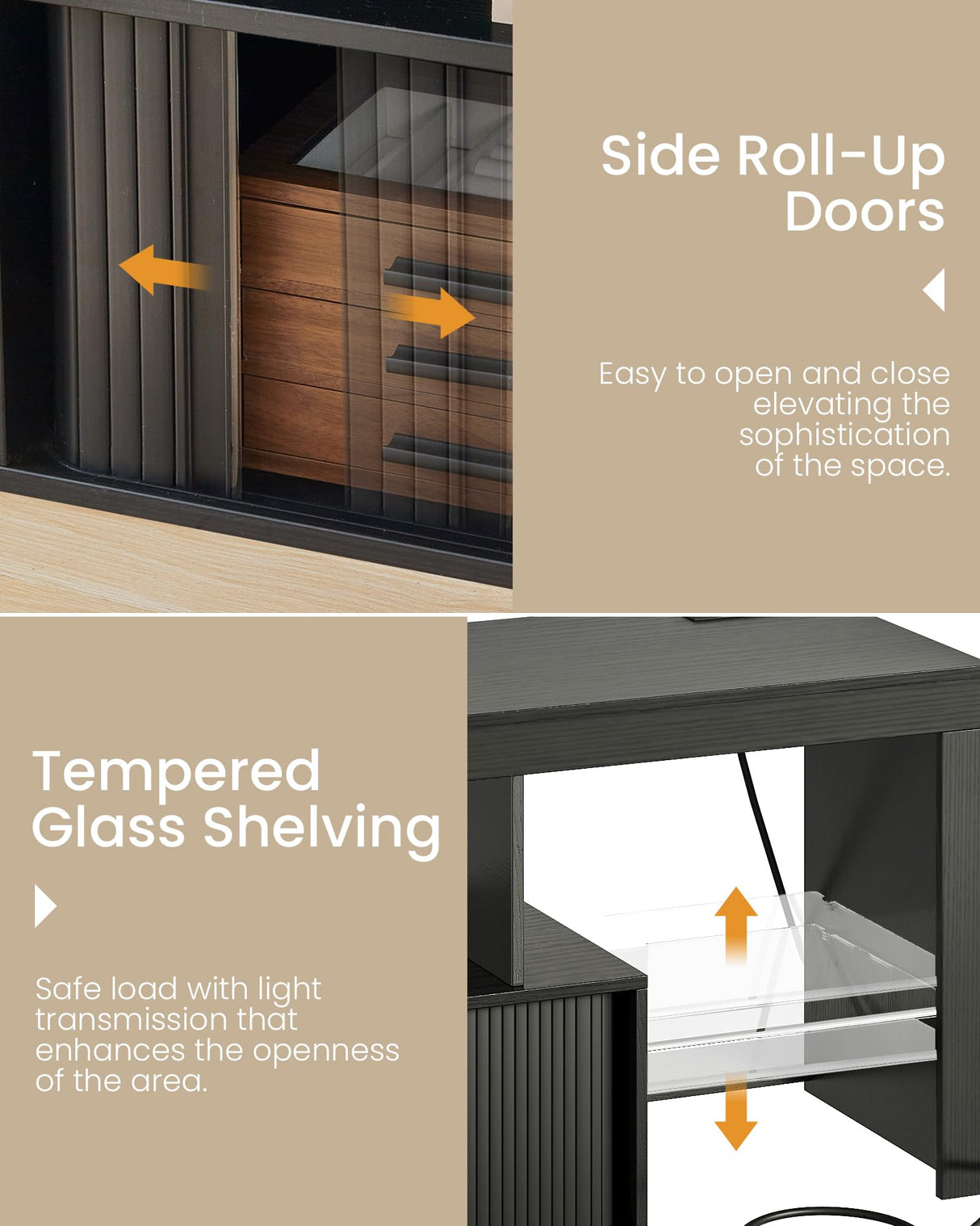 CHOEZON TV Stand with Power Outlet, Modern TV Cabinet for 55 60 inch TVs, Media TV Console with LED Light Strip, Media Entertainment Center with Storage, for Living Room, Bedroom, Black MDS02UDBB CHOEZON