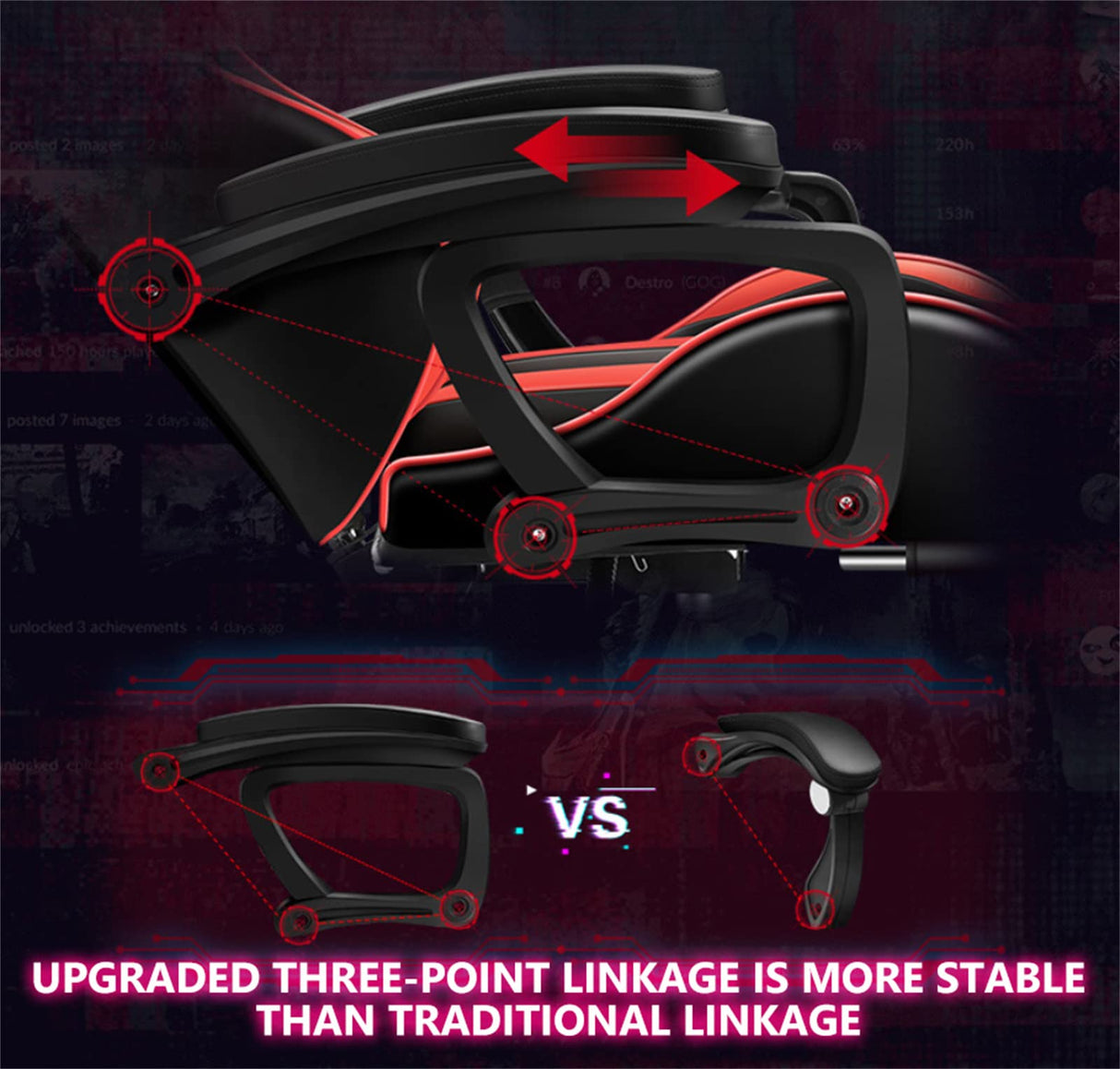 LED Gaming Chair with Speakers, Seven-points Massage Computer Chair with Footrest,Ergonomic Racing Office Chair PU Leather Recliner 360°Swivel Gamer Chair with Lumbar Support Headrest Armrest,Black XNSHUNHOYN