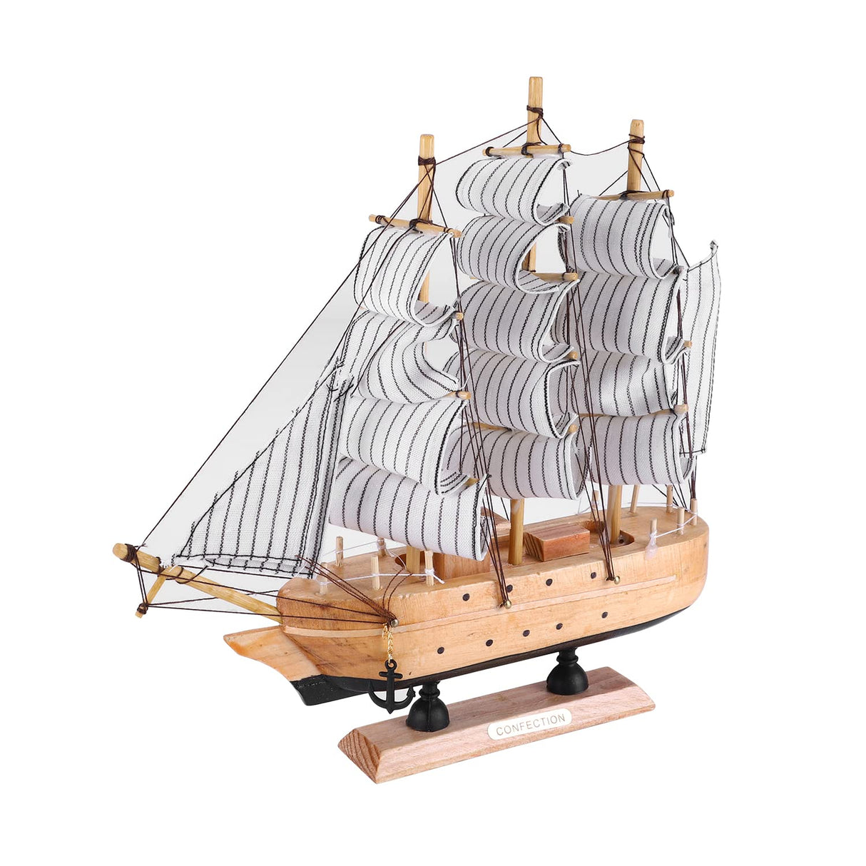 Wooden Sailboat Model Decor Miniature Sailing Boat Ship Model Home Decoration Rustic Mini Antique Sailboat Ornament Crafts Handcrafted Nautical Ocean Theme Sailing Boat for Home Office Tabletop XGOPTS