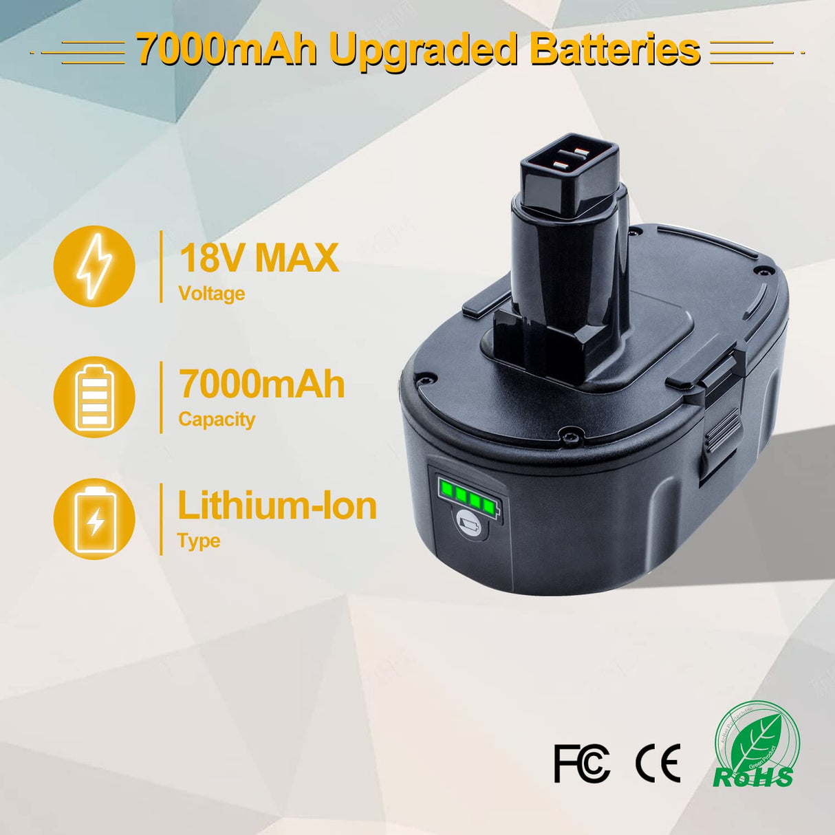 DTK 7.0Ah 18V Battery Replacement for Dewalt, 2Pack 18V Lithium Ion Battery Compatible with Dewalt DC9096 DC9098 DC9099 DW9095 DW9096 DW9098 DE9039 Cordless Tools DTK