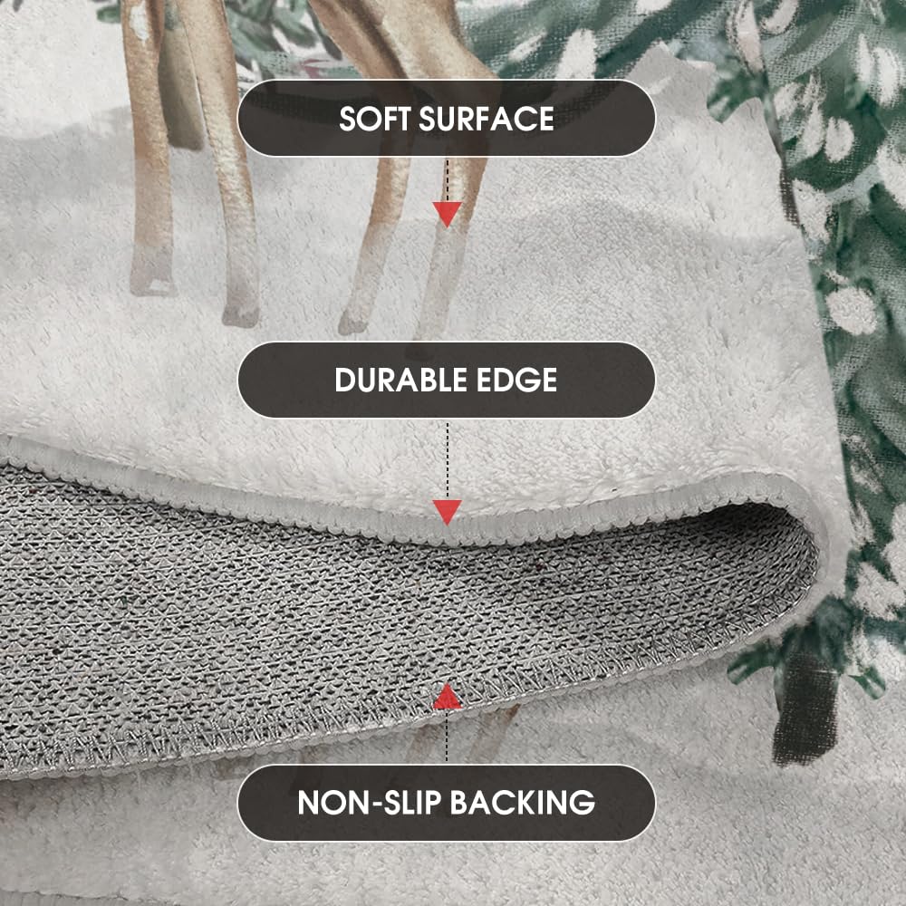 Artoid Mode Grey Snowman Deer Tree Christmas Area Rug, Winter Home Decor Low-Profile Washable Area Rugs for Entryway Bedroom Living Room Laundry Room Indoor 5x7 Feet Artoid Mode