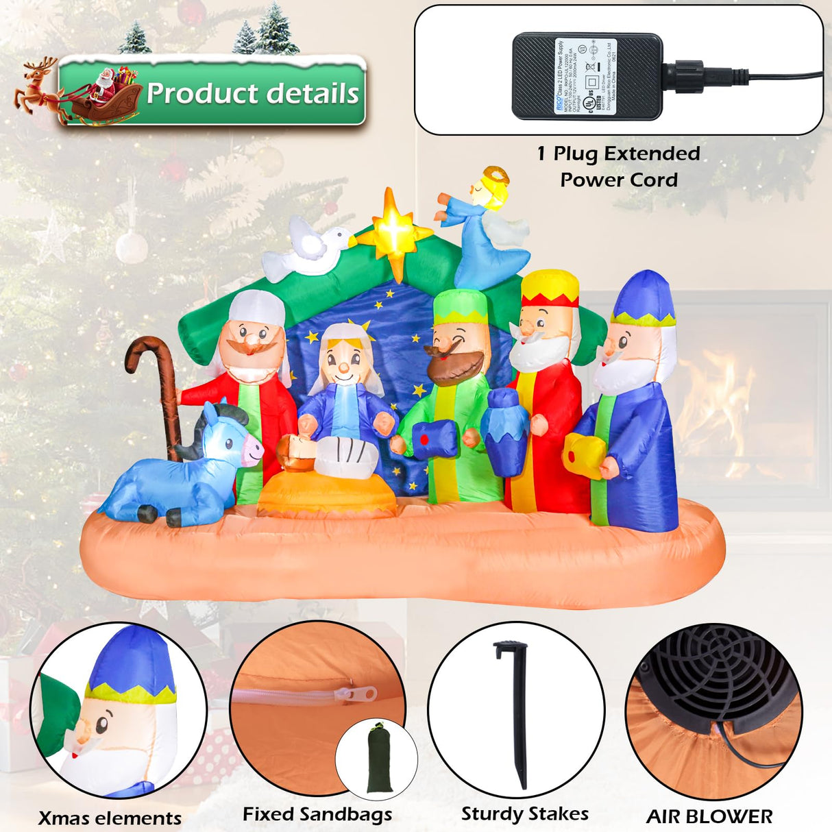 Christmas Inflatables Outdoor Nativity Scene - Inflatable Christmas Blow Up Yard Decorations Nativity Sets with LED Lights Outdoor Indoor Holiday Party Lawn Yard Decor Afirst