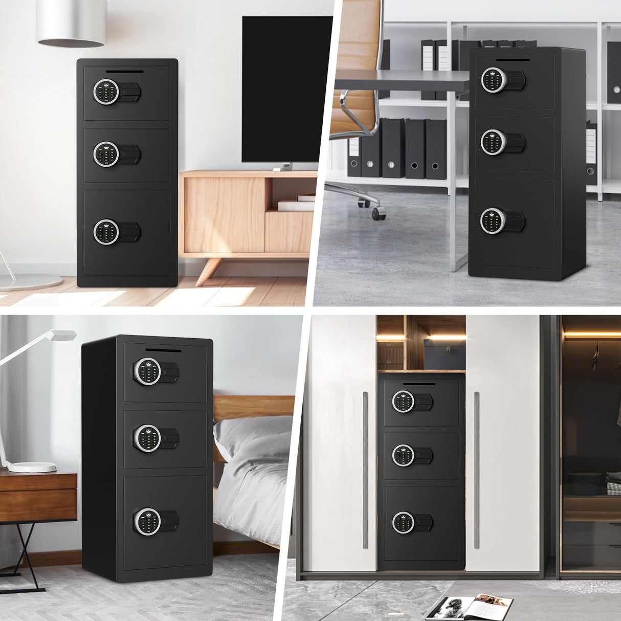 Safe, 8.0 Cu ft Extra Large Home Safe Box Fireproof Waterproof with Triple Door, Digital Safe with Deposit Slot, Key Hook & Adjustable Shelf, Money Safes with Backlit Keypad & Dual Alarm for Home Omethey