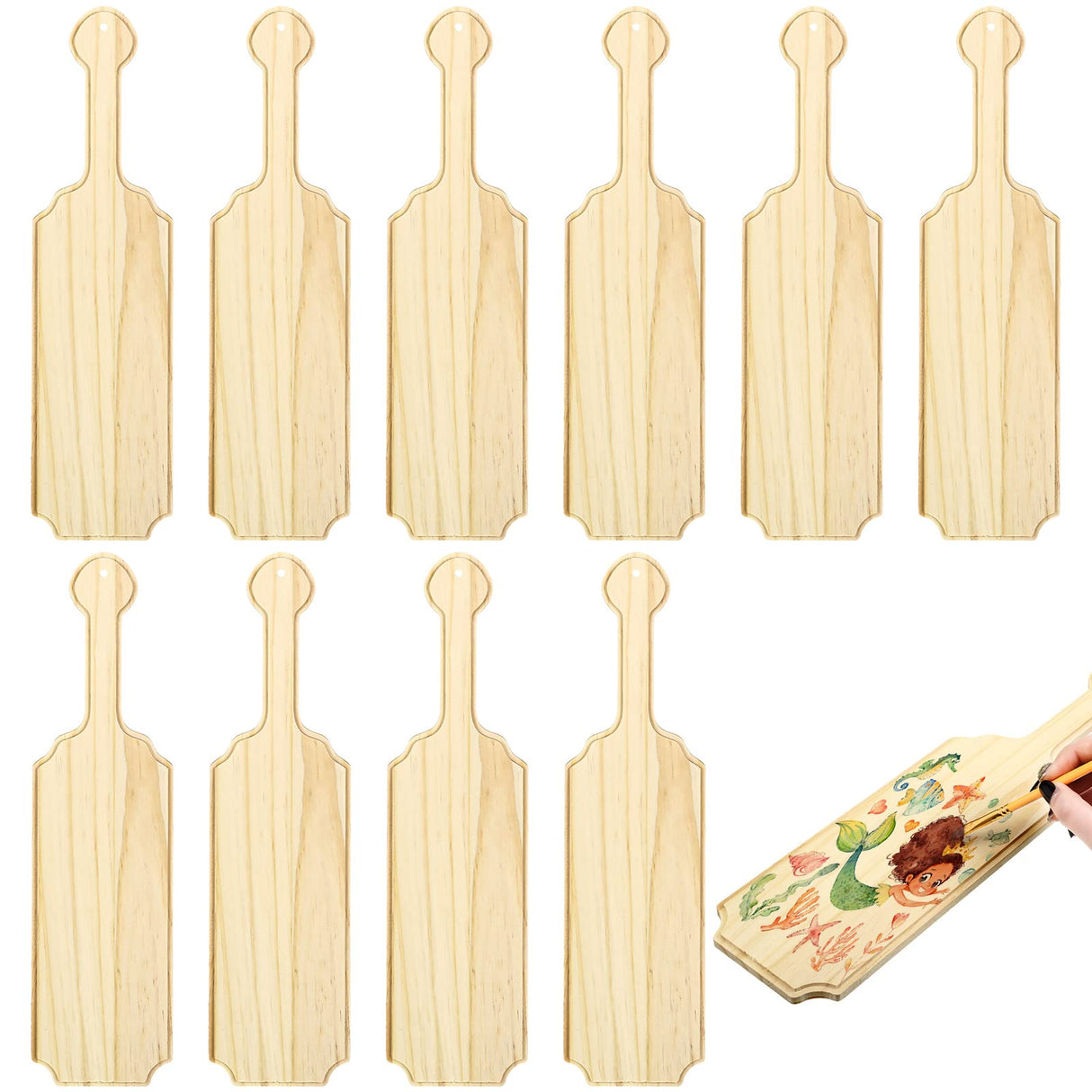 15 Inch Unfinished Wooden Paddle Sorority Paddles Greek Fraternity Paddle Solid Pine Wood Paddle Wooden Frat Paddle Natural Color Craft Wood Ideal for DIY Arts Crafts Home (Classic Style, 10 Pcs) Gerrii