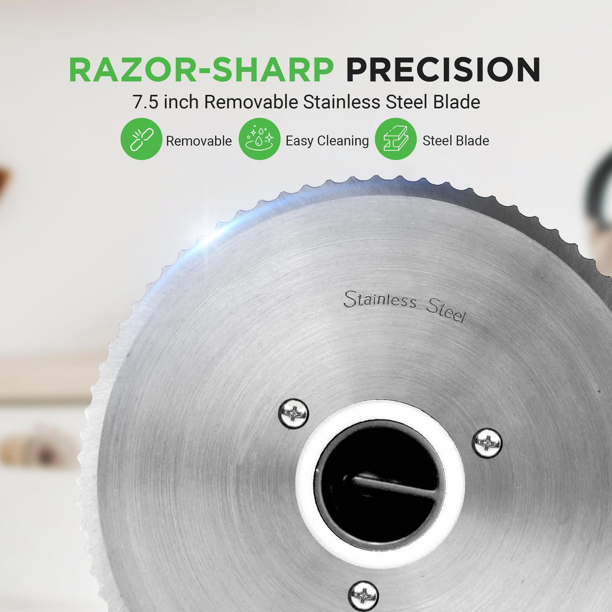 Nutrichef Electric Meat Slicer | 200W Automatic Meat, Deli & Bread Slicer | Adjustable Dial for 0-15mm Cutting Range Thickness | Removable 7.5 IN Stainless Steel Blade & Food Pusher for Safety (Black) NutriChef