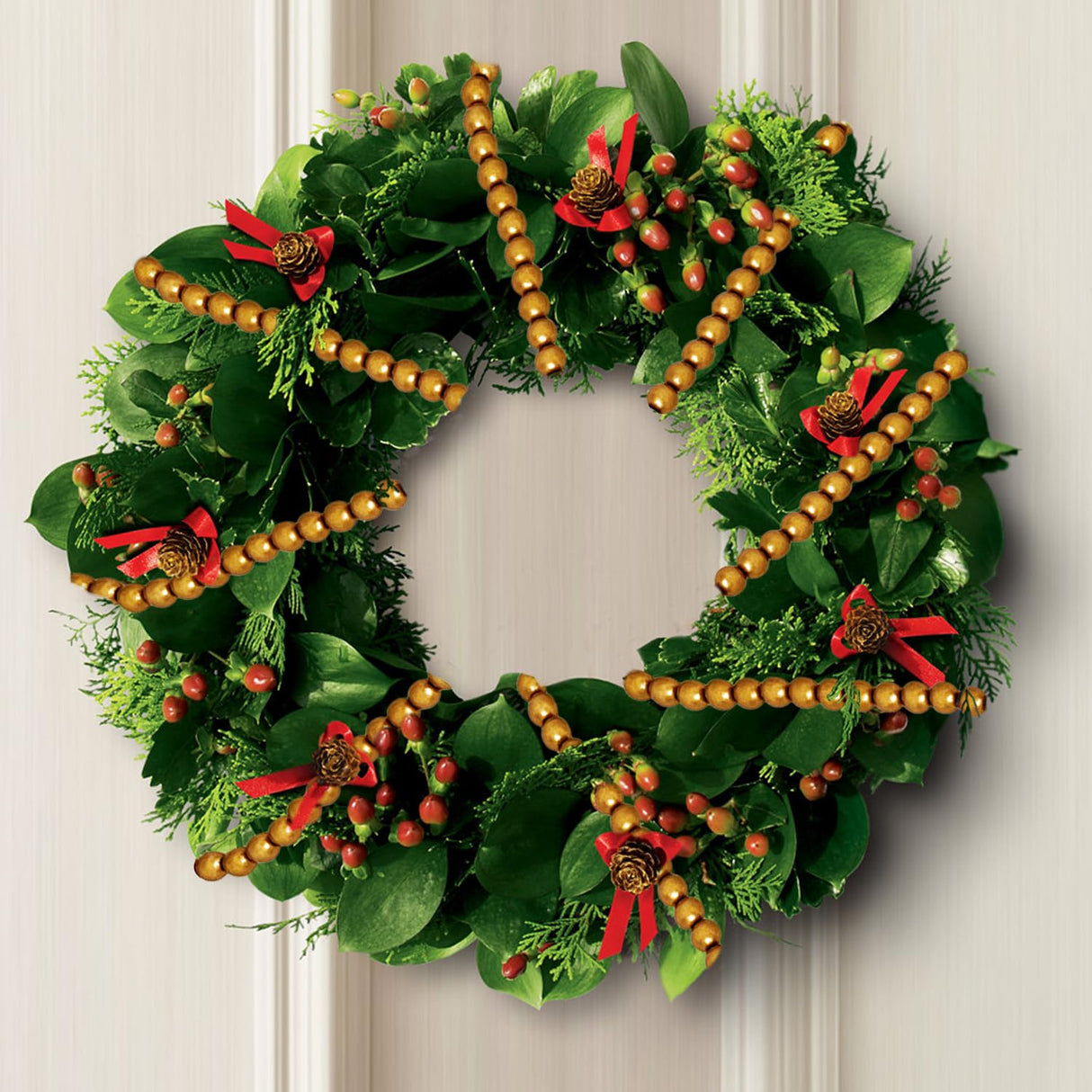 157 inch Christmas Wood Bead Garland,Gold Decorated with Christmas Tree Ornament,Farmhouse Bead Garland for Christmas Decoration Supplies Eerrhhaq