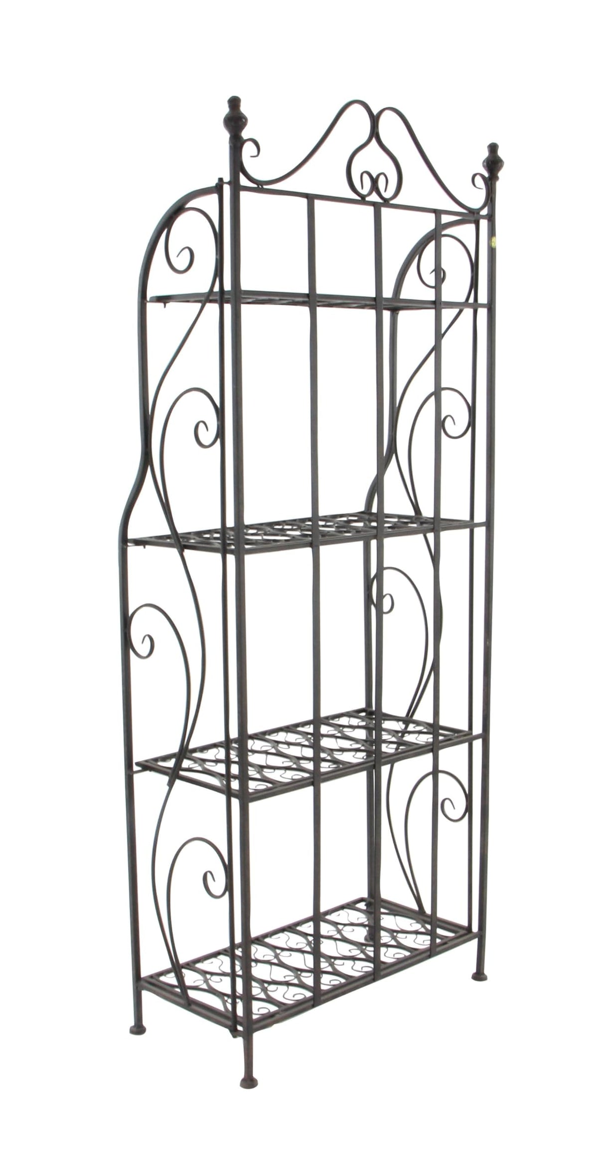 Deco 79 Metal Scroll Indoor Outdoor Tall Folding 4 Shelf Bakers Rack, 25" x 12" x 64", Black Deco 79