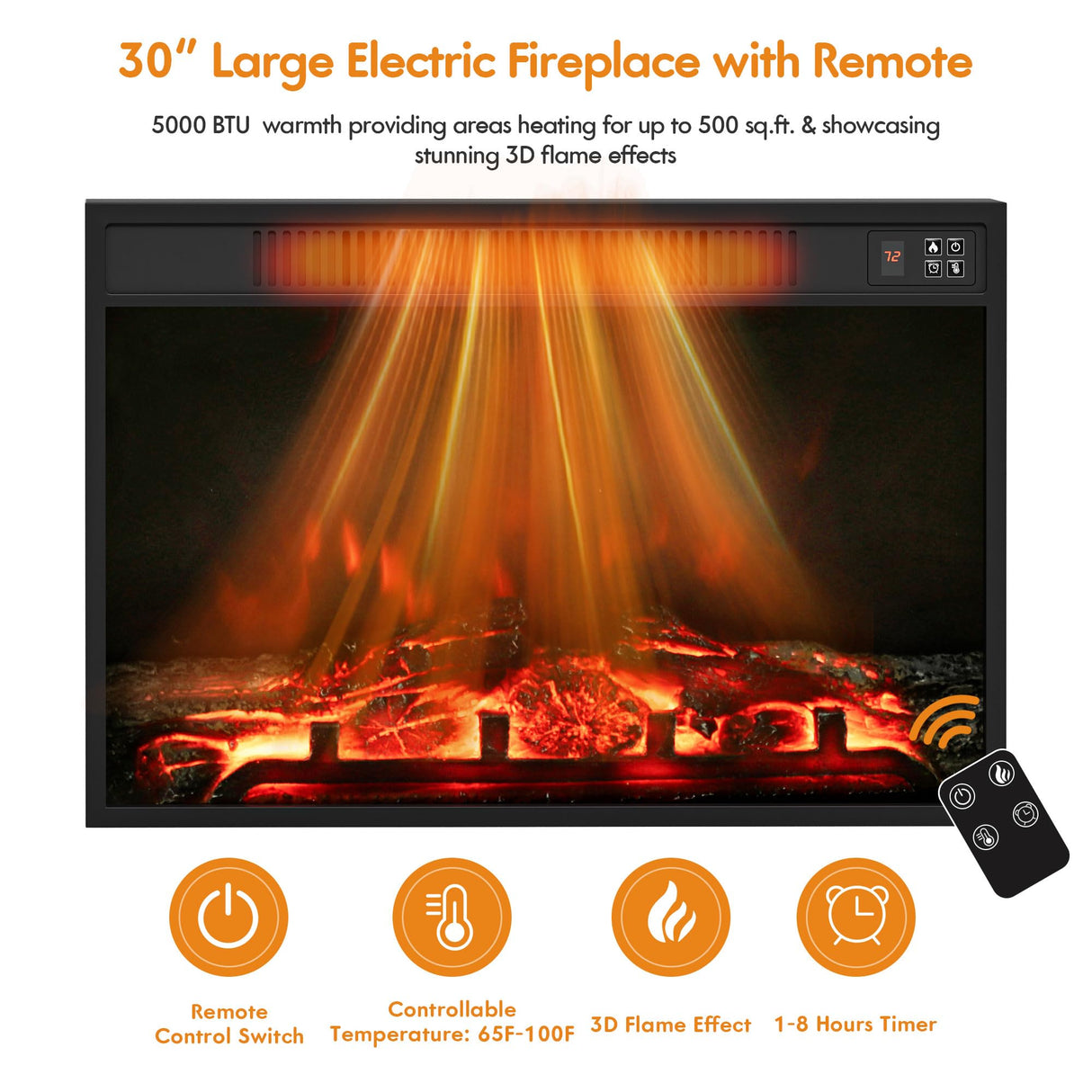 YESHOMY Fireplace TV Stand for Television up to 65+ Inch with Storage and Farmhouse Barn Doors, Entertainment Center with Cabinet and Shelves, Media Console for Living Room, Gray Wash YESHOMY