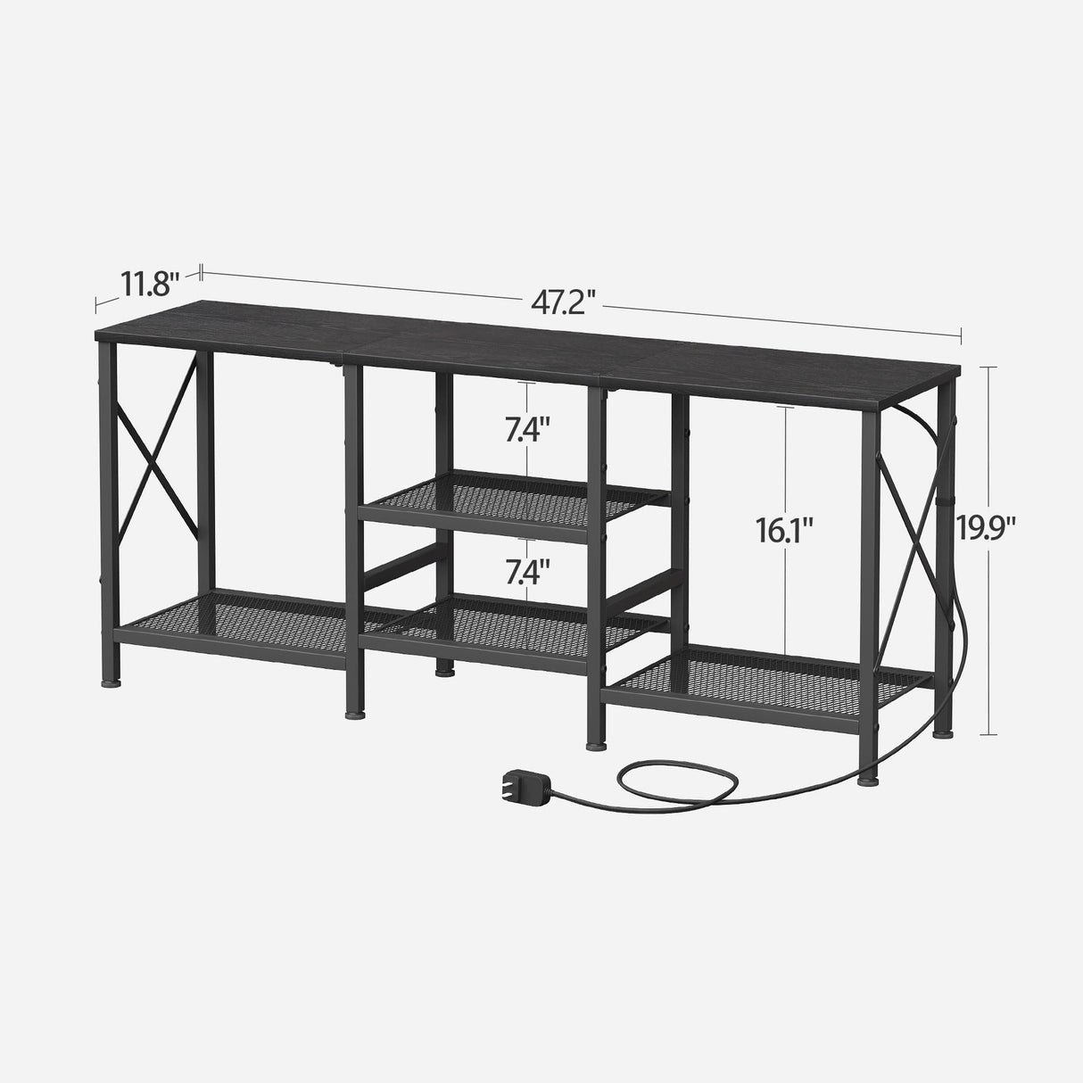 JARHETUN TV Stand with LED Lights for 55 Inch TV, Entertainment Center with 3-Tier Open Shelves, TV Console Table for Living Room, Bedroom, Black JARHETUN