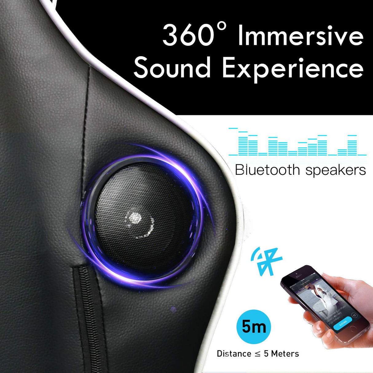 GTRACING Gaming Chair with Footrest Speakers Video Game Chair Bluetooth Music Heavy Duty Ergonomic Computer Office Desk Chair (White) GTRACING