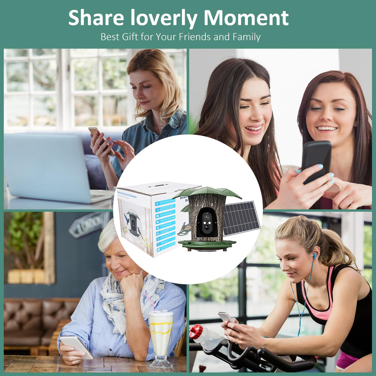 Smart Bird Feeder with Camera, Bird Watcher Camera with High Resolution AI Identify Bird Species with Solar Panels, Video Bird feeders with 180ยฐ Wide-Angle& Motion Detection,Ideal Gift for Bird Lover BEUTFQL