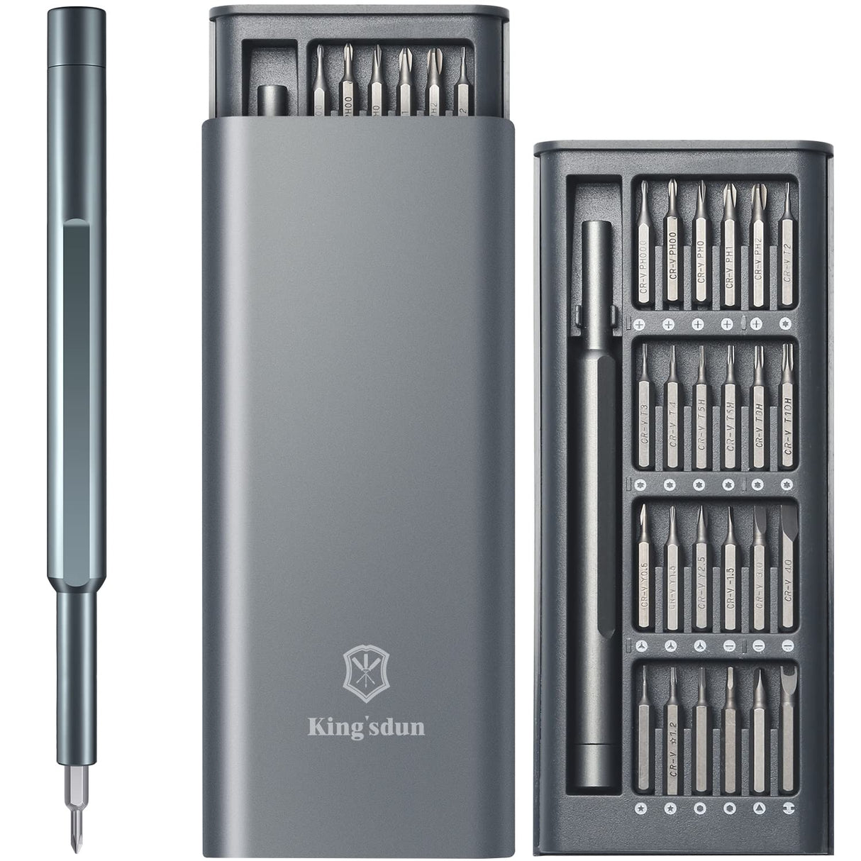 Precision Screwdriver Set, Small Screwdriver with Torx Phillips Head & Flathead, Repair Tool Kit with Magnetic Bits for Electronics, PC, Watch, Jewelry, DIY Projects and Home Repairing Kingsdun