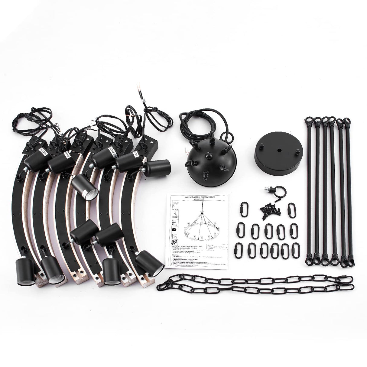 brfaixla 12-Light Wooden Wagon Wheel Chandelier Farmhouse, 31.5'' Black&Cream Colored Chandelier Pendant Light for Living Room, Industrial Rustic Round Wood Chandeliers for Dining Room Entryway Porch brfaixla