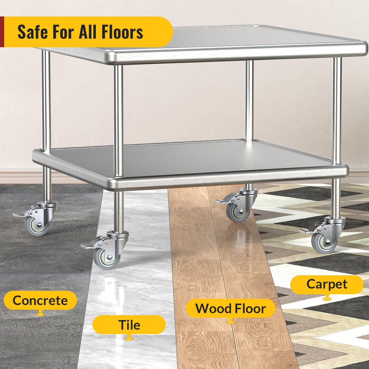 HOLKIE Caster Wheels Locking 3 Inch Adjustable Expanding Stem Casters, Threaded Swivel Casters Set of 4 Heavy Duty Castors Black, Fit for Most Tube Leg, Stainless Steel Table, Cart, Furniture Legs HOLKIE