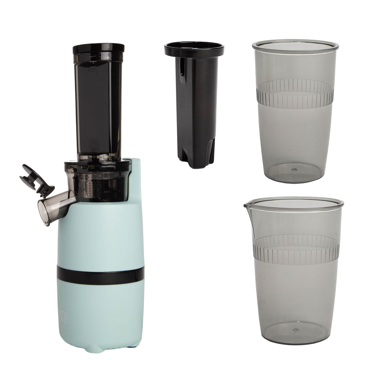 Tasty Slow Juicer, Compact Masticating Juicer with Pulp Separation, Maximum Juice Yield for Fresh, Nutrient-Rich Drinks, Easy Clean-Up & Compact Design, Aqua Tasty